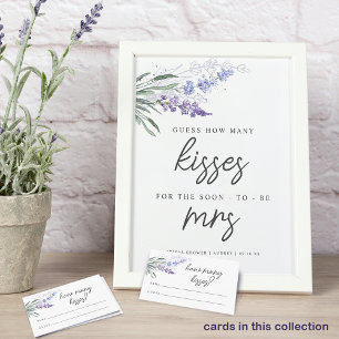 Papier Pancarte de fiançailles Combien de baisers Lavande