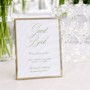 Papier Pancarte de livre d'or de mariage Vert Sauge & Ble