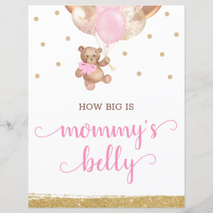 Papier Pancarte Devine la Taille du Ventre de Maman Ourso