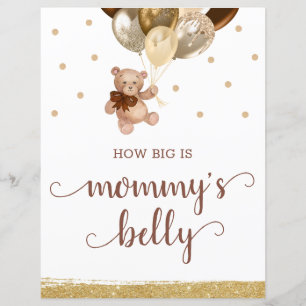 Papier Pancarte Devine la Taille du Ventre de Maman Ourso
