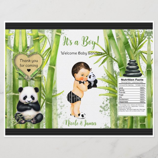 Papier Panda Bamboo Thème Baby Boy Chip Sac (Devant)