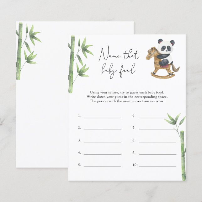 Papier Panda bear - Nom de bébé Food douche jeu (Devant / Derrière)