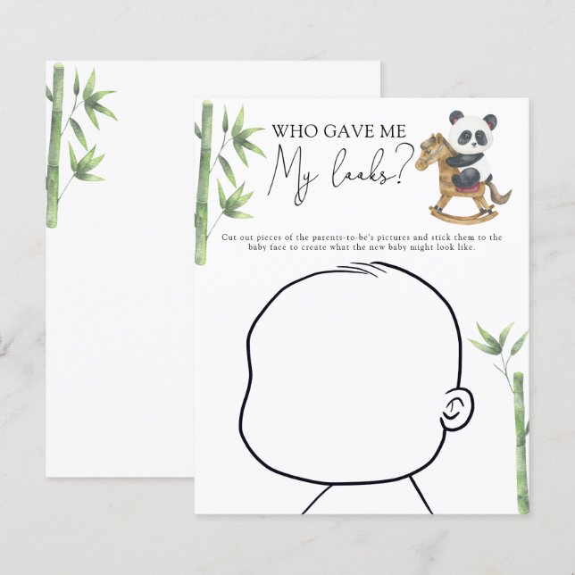 Papier Panda ours baby shower Baby jeu visage (Devant / Derrière)