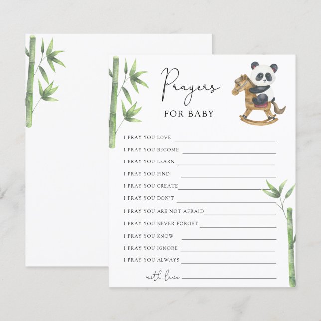 Papier Panda ours Prières de baby shower pour bébé (Devant / Derrière)