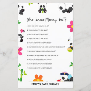 Papier Panda rose Baby shower jeu
