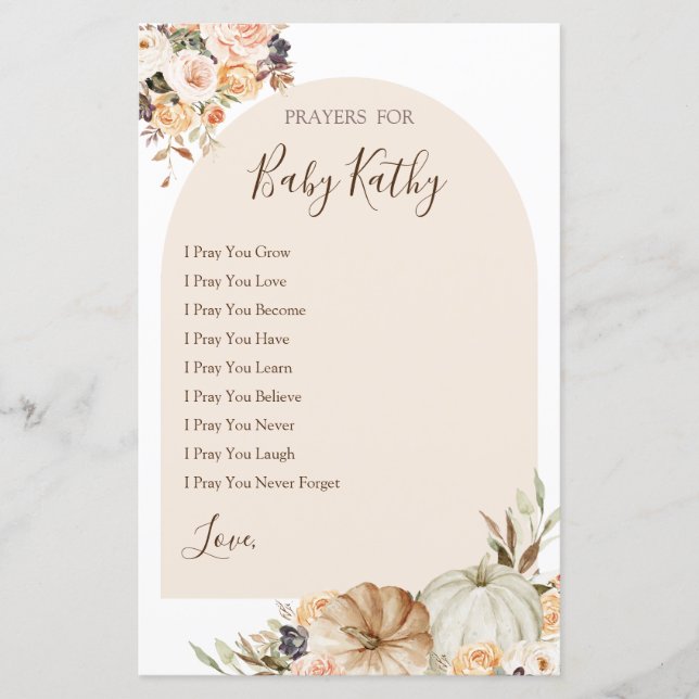 Papier Panneau d'amour Citrouille orange brûlé (Devant)