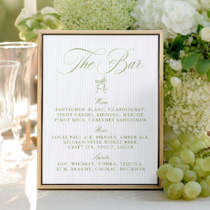 Papier Panneau de bar de mariage élégant à rayures bleues