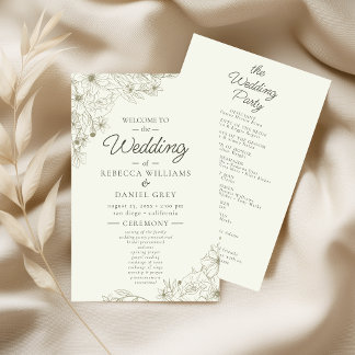 Papier Panneau de bienvenue de mariage floral avec progra