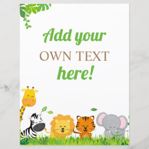 Papier Panneau de fête d'anniversaire Safari personnalisé