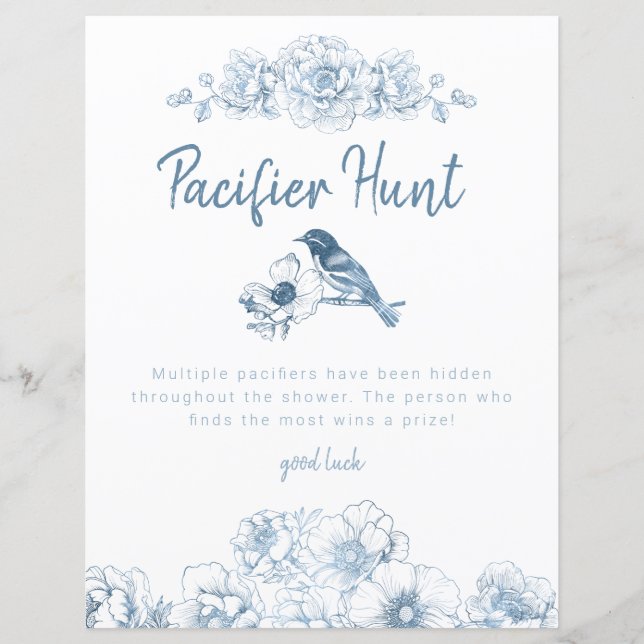 Papier Panneau de jeu Baby shower de chasse Dusty Blue (Devant)