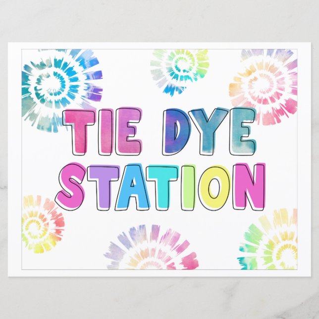 Papier Panneau de la gare de Tie Dye | Signes de fête art (Devant)
