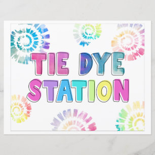 Papier Panneau de la gare de Tie Dye Signes de fête art