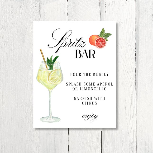 Papier Panneau de la Wife Lotus-Spritz Bar Limoncello (The Wife Lotus- Amalfi Coast Inspired Spritz Bar Sign for bachelorette party or bridal shower!)