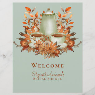 Papier Panneau de l'événement Boho Terracotta Sage Tea Pa