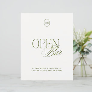 Papier Panneau de mariage à bar ouvert vert olive classiq