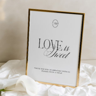 Papier Panneau de mariage Élégant Amour Noir & Blanc est