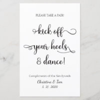 Panneau de mariage noir "Enlevez vos talons et dan