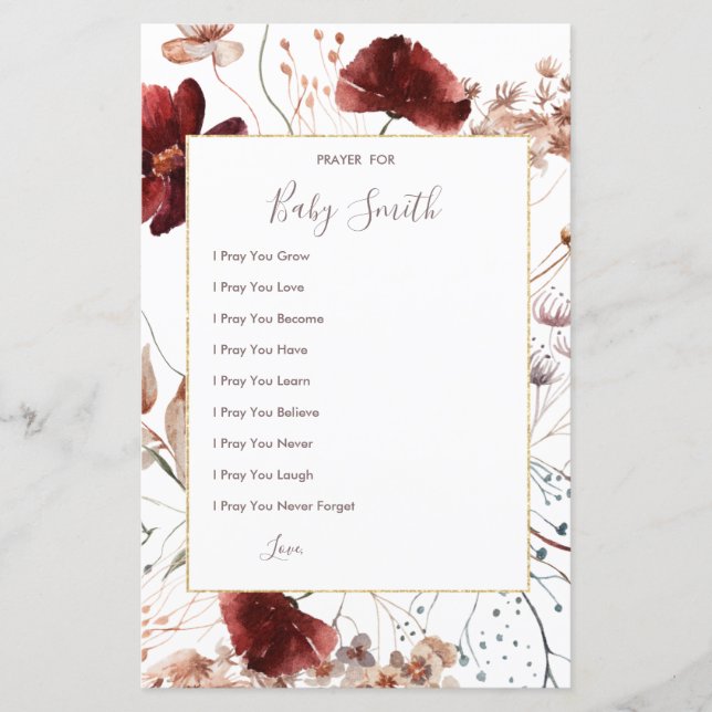 Papier Panneau de prières Fleurs sauvages d'automne pour  (Devant)