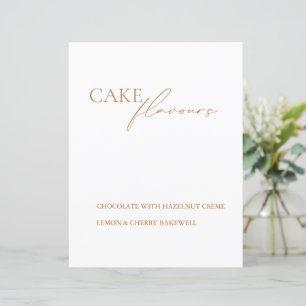 Papier Panneau de saveurs de gâteau minimaliste pour mari