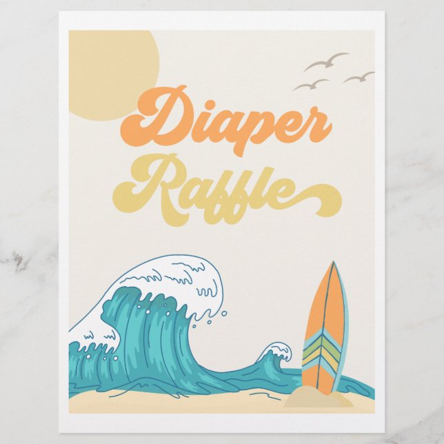 Papier Panneau du Baby shower Surf de  de calèche | SYMBO (Devant)