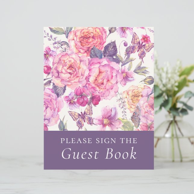 Papier Panneau du livre d'or Budget Floral Peony Funeral (Debout devant)