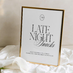 Papier Panneau élégant de collations de fin de nuit en no
