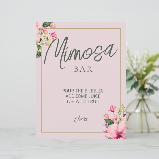 Papier Panneau Floral rose et vert Mimosa Bar (Debout devant)