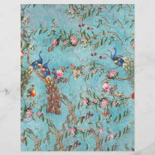 Papier Paons vintage rose et bleu