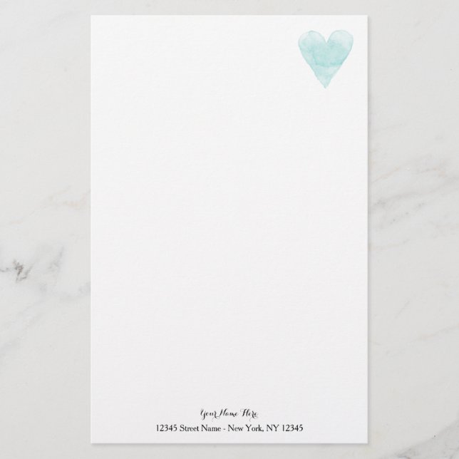 Papier papeterie personnalisé avec icône de coeur  (Devant)