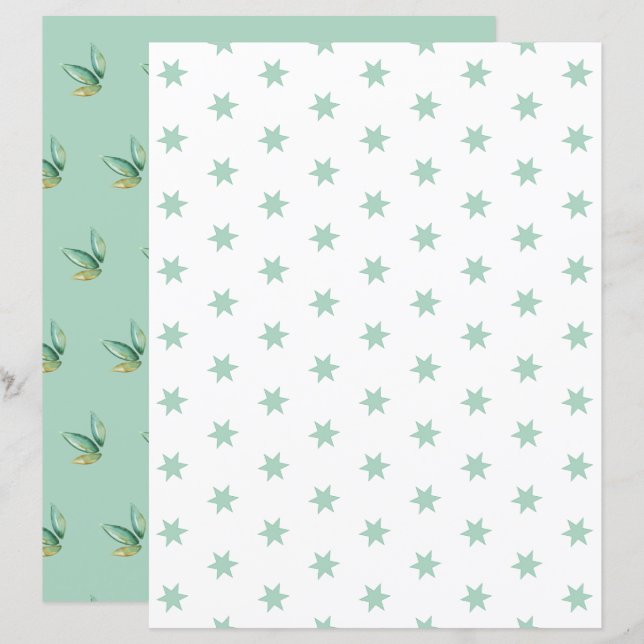 Papier papier à scandale Blue Stars et Feuille (Devant / Derrière)