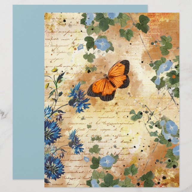Papier papier à scandale Papier bleu papillon vint (Devant / Derrière)