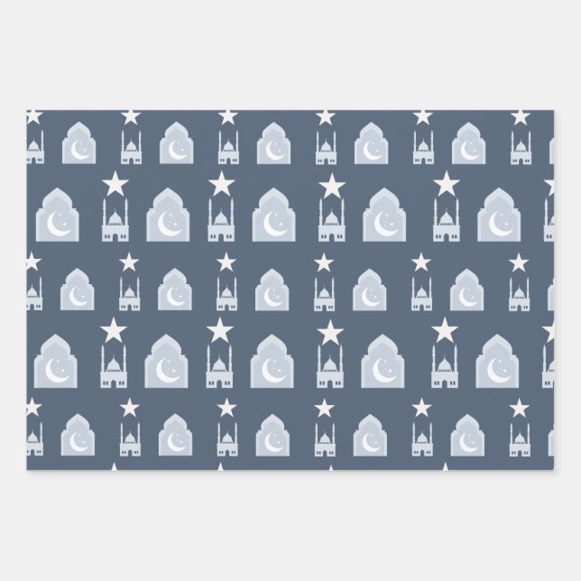 Papier papier cadeau bleu Aïd de 3 (Devant)