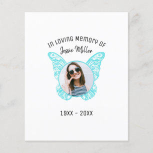 Papier Papillon bleu budget Photo Memorial Invitation