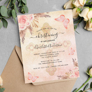 Papier Papillon bleu pâturage à gazon à christening budge