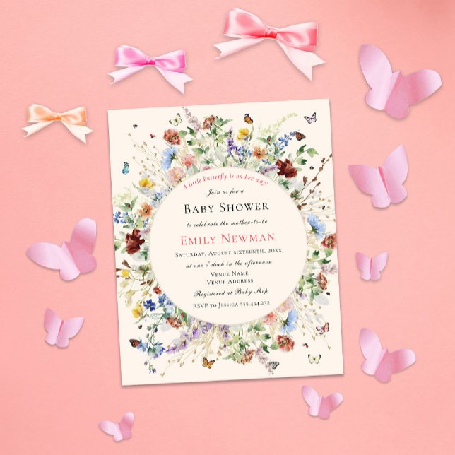 Papier Papillon bohème et Baby shower budgétaire floral (Créateur téléchargé)
