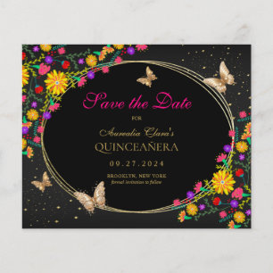 Papier Papillon Floral Noir Mexicain Quinceanera