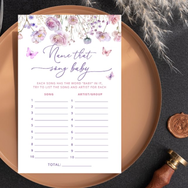 Papier Papillon Floral Nom Qui Chanson Baby shower Jeu (Créateur téléchargé)