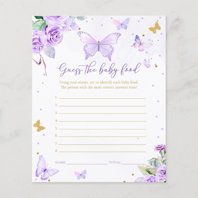Papier Papillon Floral Purple Or Guess The Baby Food (Devant)