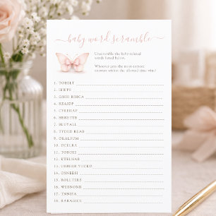 Papier Papillon Rose Foncé Douche Bébé Mélange de Mots