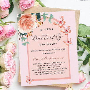 Papier Papillon rose or Baby shower budget arc floral bud