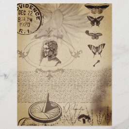Papier papillon vintage Timbre vieux Sepia papier