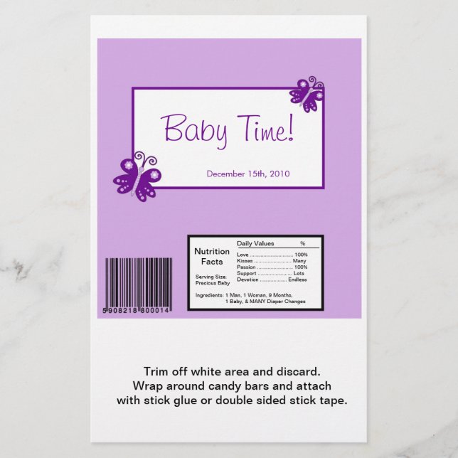 Papier Papillon violet à grande barrette de Hershey (Devant)