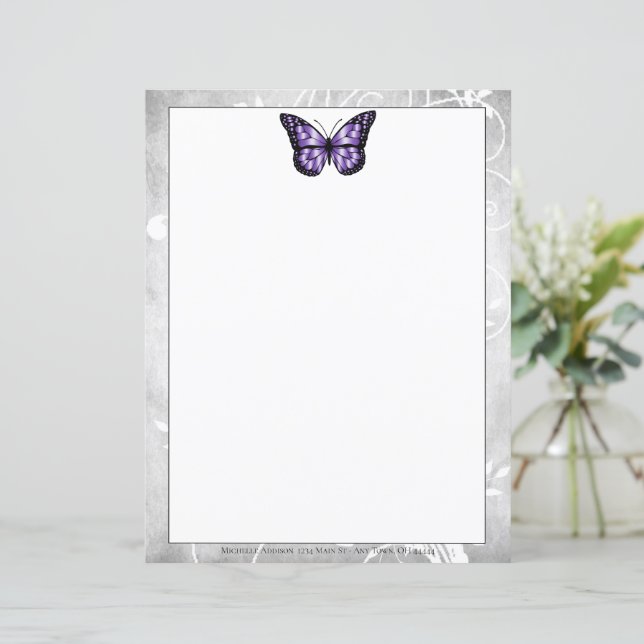 Papier papillon violet brillant (Debout devant)