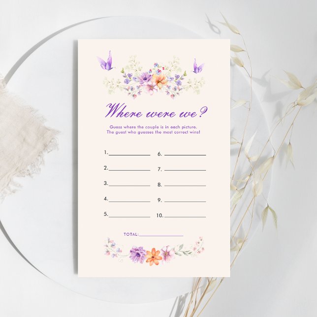 Papier Papillon Violet Où Était Nous Fête des mariées Jeu (Créateur téléchargé)