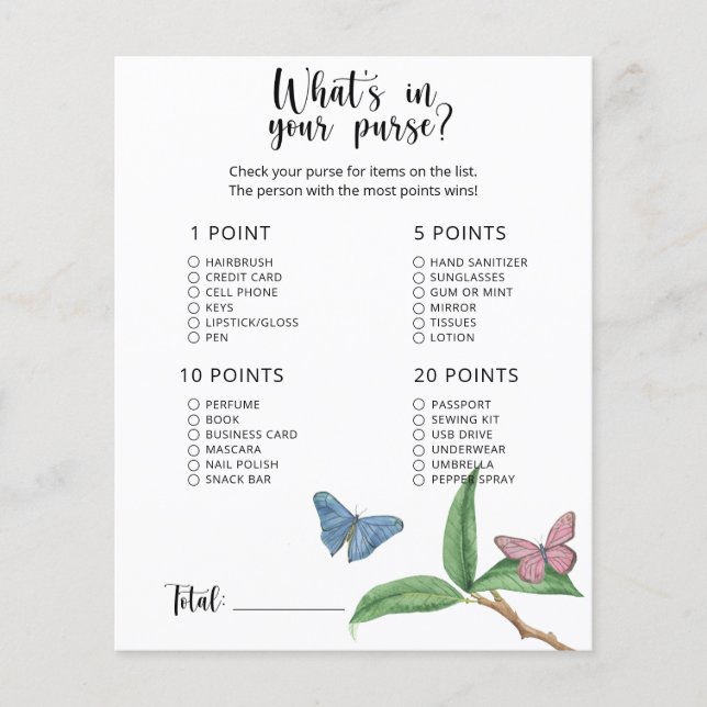 Papier Papillons - Ce qui dans votre jeu de baby shower à (Devant)