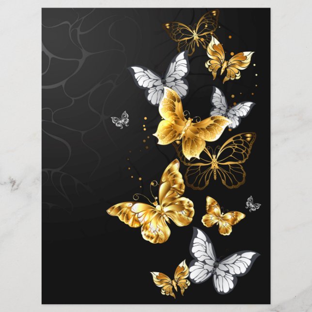 Papier Papillons dorés et blancs (Devant)