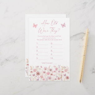 Papier Papillons roses fleurs sauvages jeu d'âge