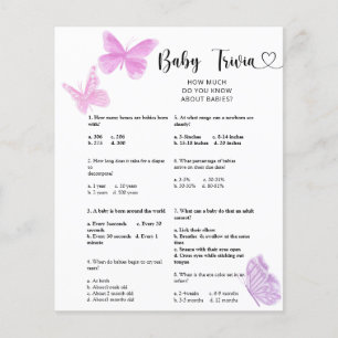 Papier Papillons - Trivia bébé   Jeu Baby shower