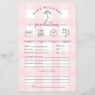 Papier Parapluie rose En vichy jeu de prédictions bébé