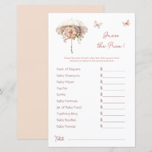 Papier Parapluie vintage Baby shower rose Devis